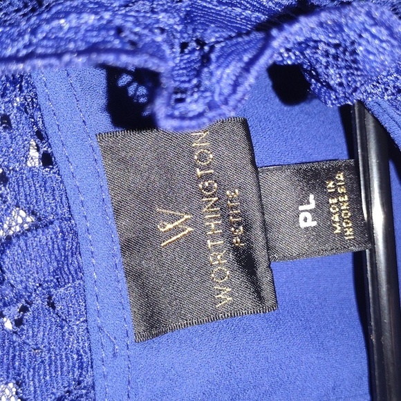Worthington Sleeveless Royal Blue Dress Top with Lace Detail PL - Picture 4 of 5